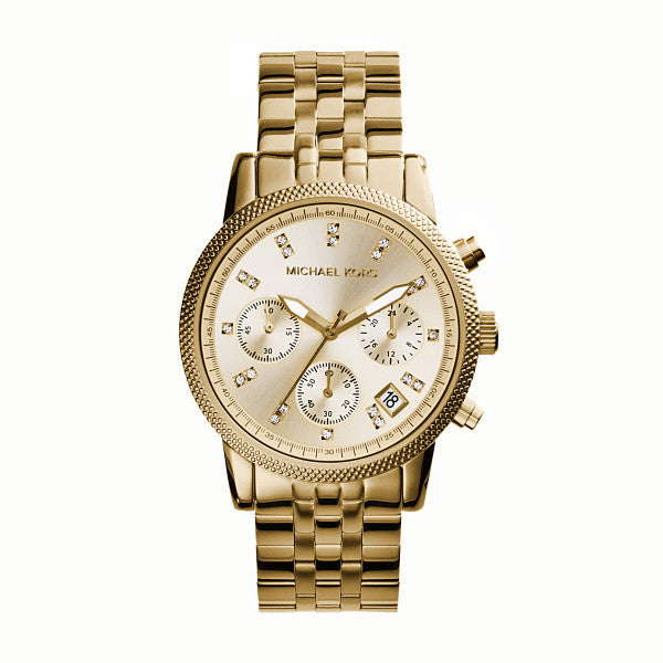  Shop Authentic Michael Kors Ritz Chronograph Gold Dial Gold Steel Strap Watch for Women - MK5676 - Luxxuri