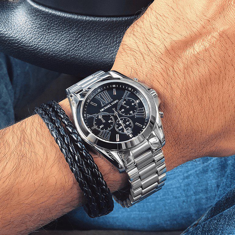  Shop Authentic Michael Kors Bradshaw Black Dial Silver Steel Strap Watch for Men - MK5705 - Luxxuri