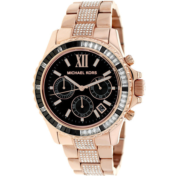  Shop Authentic Michael Kors Everest Chronograph Black Dial Rose Gold Steel Strap Watch For Women - MK5875 - Luxxuri