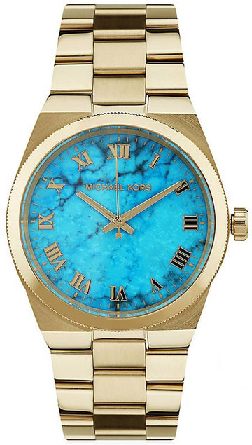 Shop Authentic Michael Kors Channing Turquoise Dial Gold Steel Strap Watch For Women - MK5894 - Luxxuri