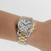  Shop Authentic Michael Kors Bradshaw Chronograph Silver Dial Two Tone Steel Strap Watch For Women - MK5912 - Luxxuri