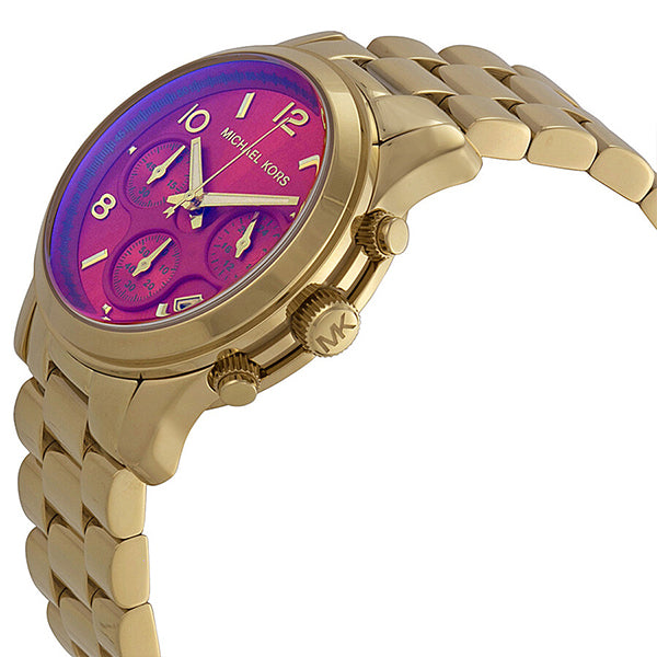  Shop Authentic Michael Kors Runway Iridescent Pink Dial Gold Steel Strap Watch for Women - MK5939 - Luxxuri