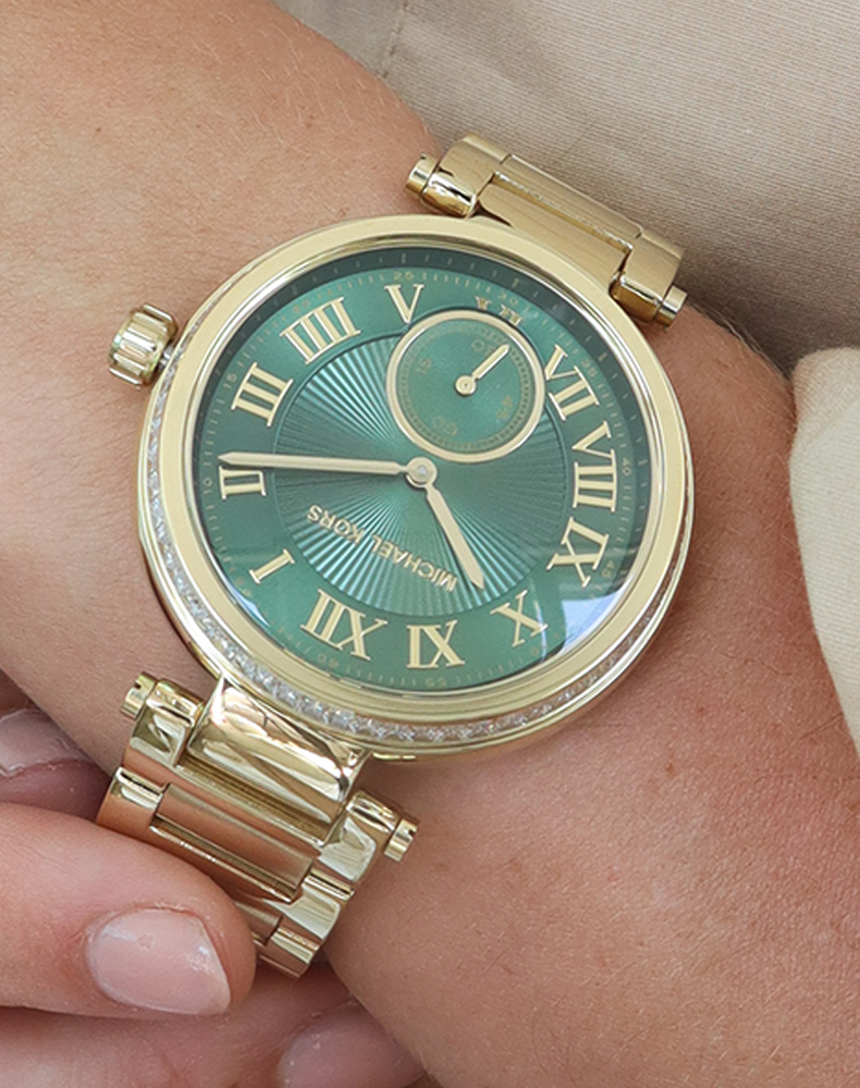  Shop Authentic Michael Kors Skylar Green Dial Gold Steel Strap Watch for Women - MK6065 - Luxxuri