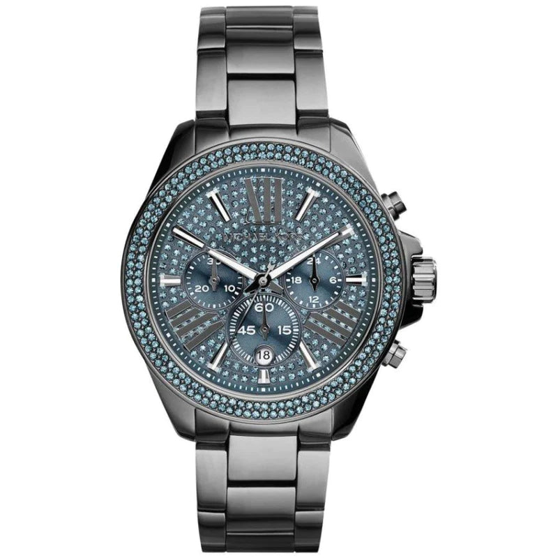  Shop Authentic Michael Kors Wren Chronograph Quartz Blue Dial Grey Steel Strap Watch For Women - MK6097 - Luxxuri