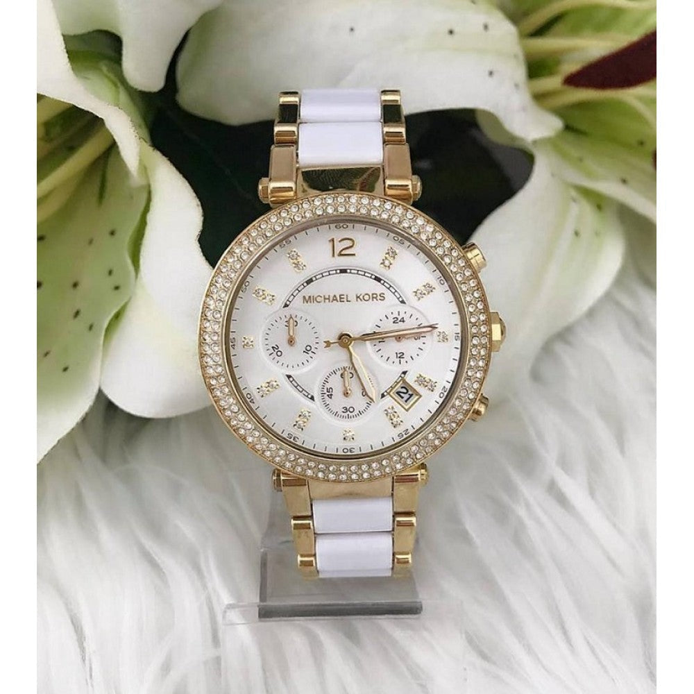  Shop Authentic Michael Kors Parker White Dial Two Tone Steel Strap Watch for Women - MK6119 - Luxxuri