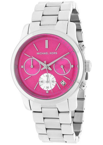  Shop Authentic Michael Kors Runway Chronograph Pink Dial Silver Steel Strap Watch for Women - MK6160 - Luxxuri