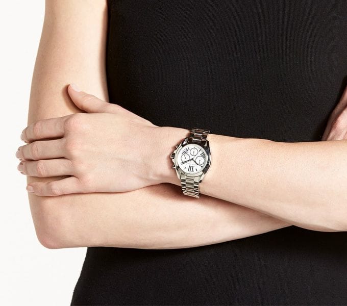  Shop Authentic Michael Kors Bradshaw  Chronograph Silver Dial Silver Steel Strap Watch for Women - MK6174 - Luxxuri