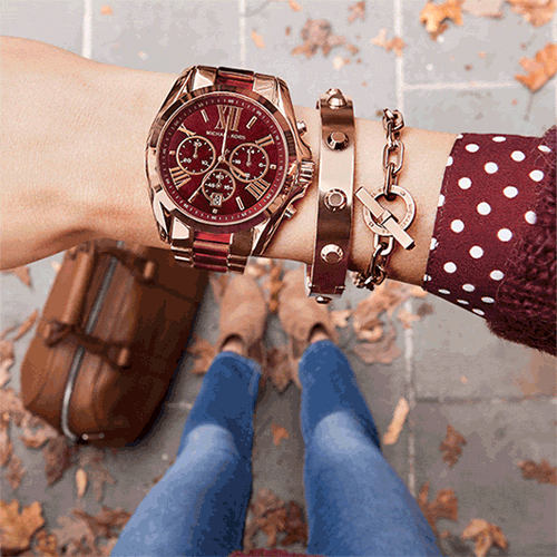 Shop Authentic Michael Kors Bradshaw Burgundy Dial Two Tone Steel Strap Watch for Women - MK6270 - Luxxuri