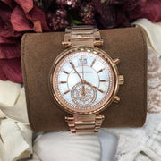  Shop Authentic Michael Kors Sawyer Mother of Pearl White Dial Rose Gold Steel Strap Watch for Women - MK6282 - Luxxuri