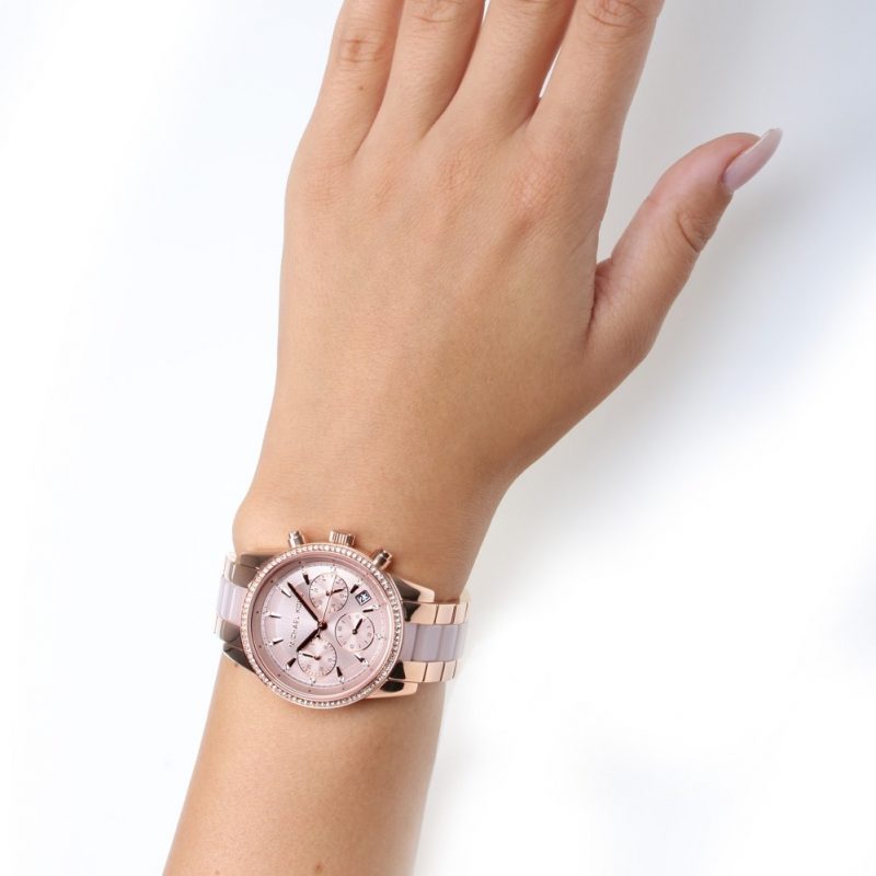  Shop Authentic Michael Kors Ritz Chronograph Rose Gold Dial Two Tone Steel Strap Watch for Women - MK6307 - Luxxuri