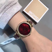  Shop Authentic Michael Kors Parker Mother of Pearl Red Dial Two Tone Steel Strap Watch for Women - MK6427 - Luxxuri