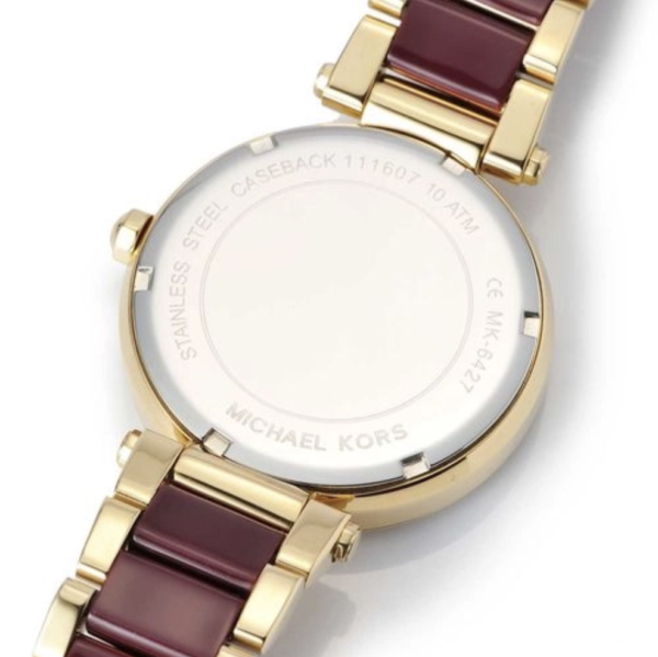  Shop Authentic Michael Kors Parker Mother of Pearl Red Dial Two Tone Steel Strap Watch for Women - MK6427 - Luxxuri