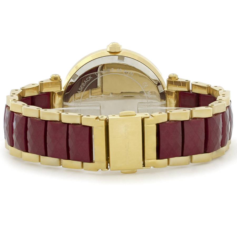  Shop Authentic Michael Kors Parker Mother of Pearl Red Dial Two Tone Steel Strap Watch for Women - MK6427 - Luxxuri