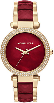  Shop Authentic Michael Kors Parker Mother of Pearl Red Dial Two Tone Steel Strap Watch for Women - MK6427 - Luxxuri