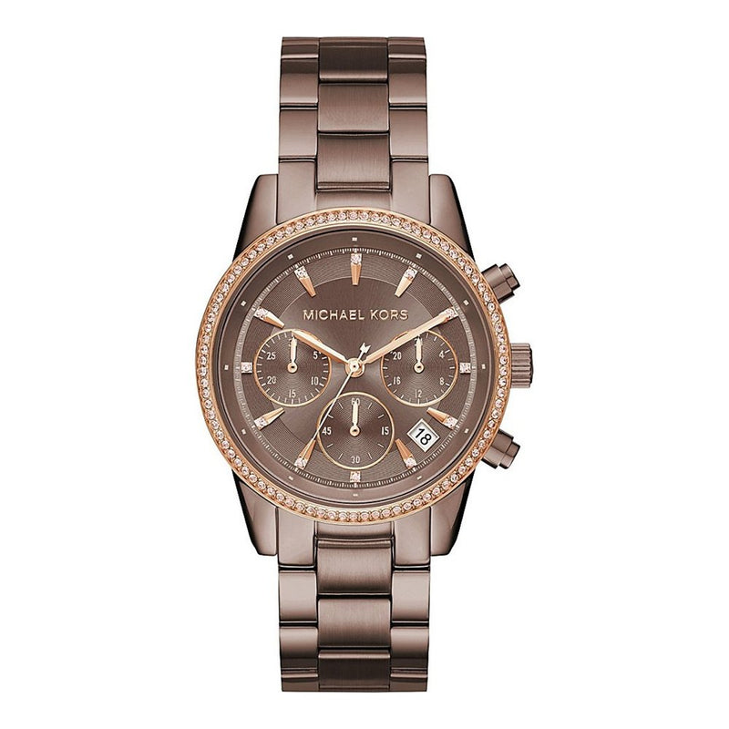  Shop Authentic Michael Kors Ritz Chronograph Brown Dial Brown Steel Strap Watch For Women - MK6529 - Luxxuri