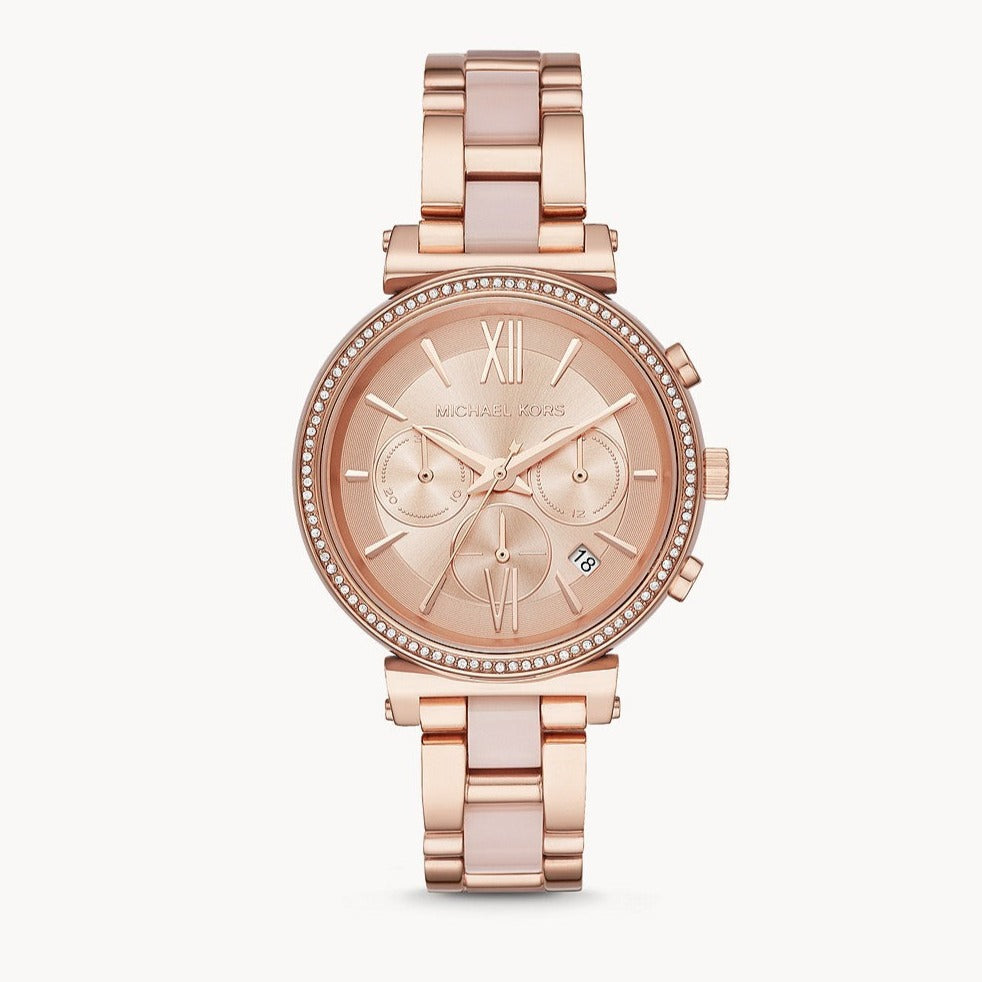  Shop Authentic Michael Kors Sofie Chronograph Rose Gold Dial Rose Gold Steel Strap Watch For Women - MK6560 - Luxxuri