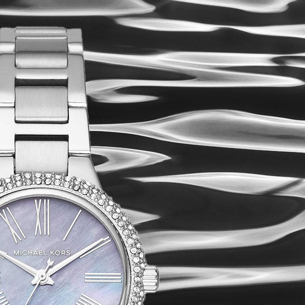  Shop Authentic Michael Kors Taryn Mother of Pearl Purple Dial Silver Steel Strap Watch For Women - MK6562 - Luxxuri
