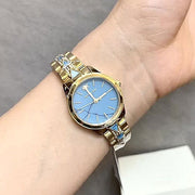  Shop Authentic Michael Kors Petite Runway Mercer Blue Dial Gold Steel Strap Watch For Women - MK6673 - Luxxuri