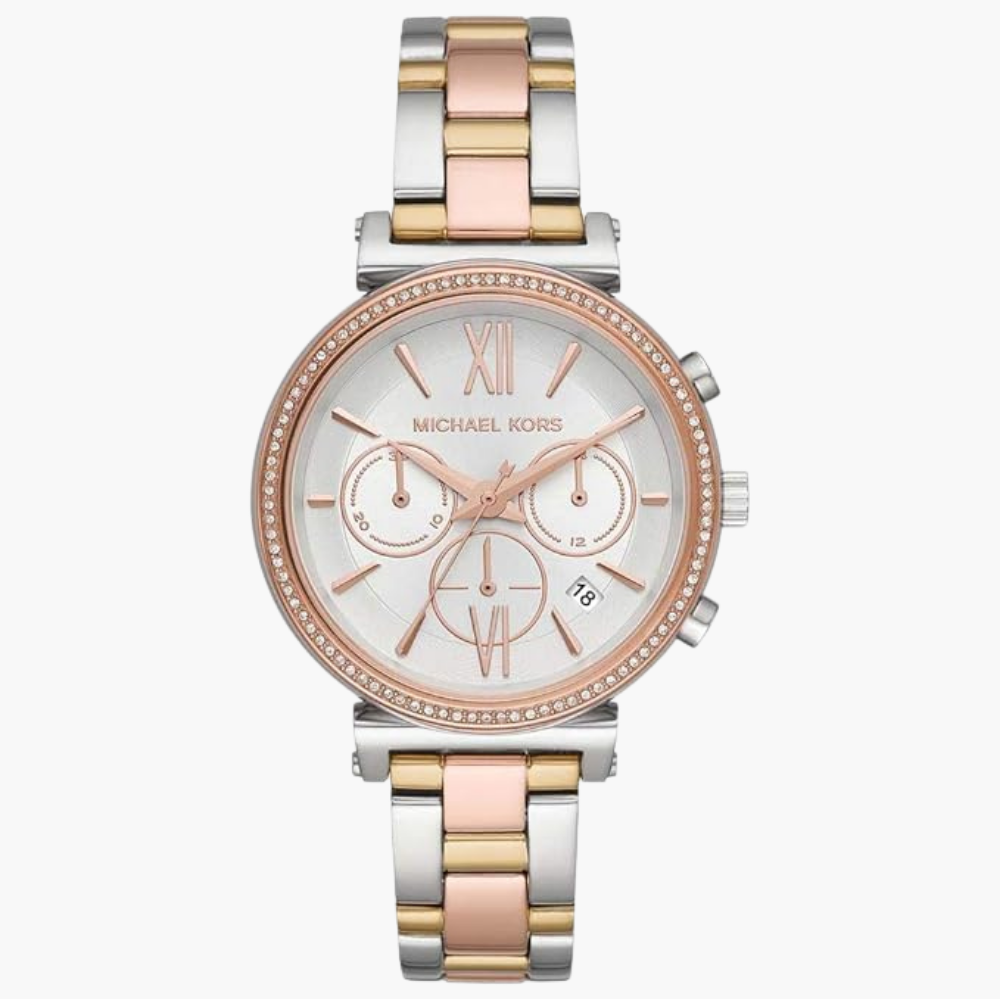  Shop Authentic Michael Kors Sofie Chronograph White Dial Two Tone Steel Strap Watch For Women - MK6688 - Luxxuri