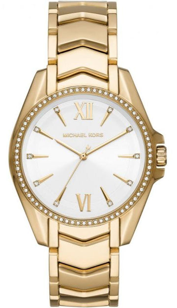  Shop Authentic Michael Kors Whitney Three-Hand White Dial Gold Steel Strap Watch For Women - MK6693 - Luxxuri