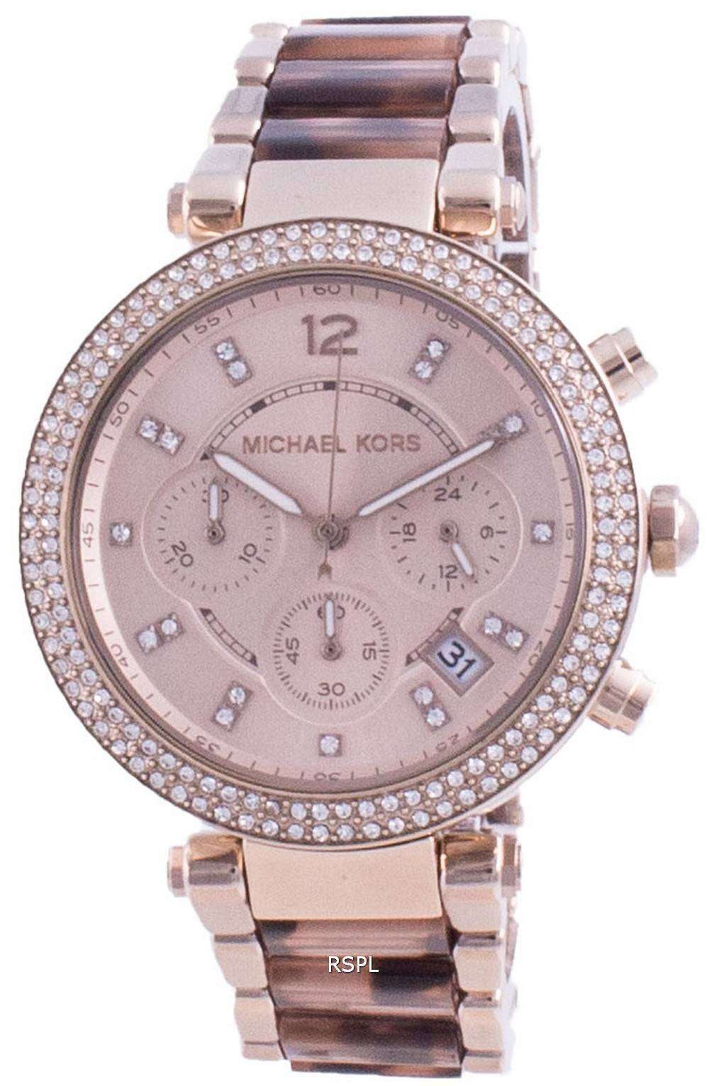  Shop Authentic Michael Kors Parker Chronograph Rose Gold Dial Two Tone Steel Strap Watch For Women - MK6832 - Luxxuri