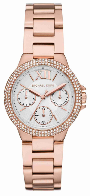  Shop Authentic Michael Kors Camille Multifunction White Dial Rose Gold Steel Strap Watch For Women - MK6845 - Luxxuri