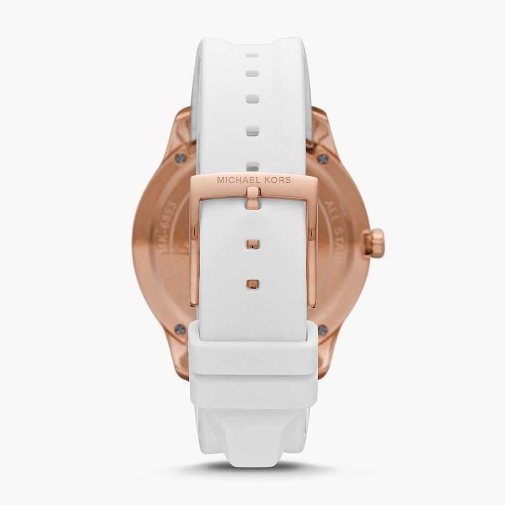  Shop Authentic Michael Kors Runway Quartz White Dial White Rubber Strap Watch For Women - MK6853 - Luxxuri