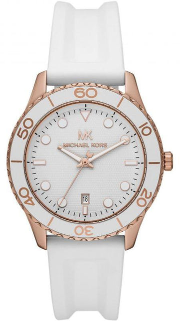  Shop Authentic Michael Kors Runway Quartz White Dial White Rubber Strap Watch For Women - MK6853 - Luxxuri
