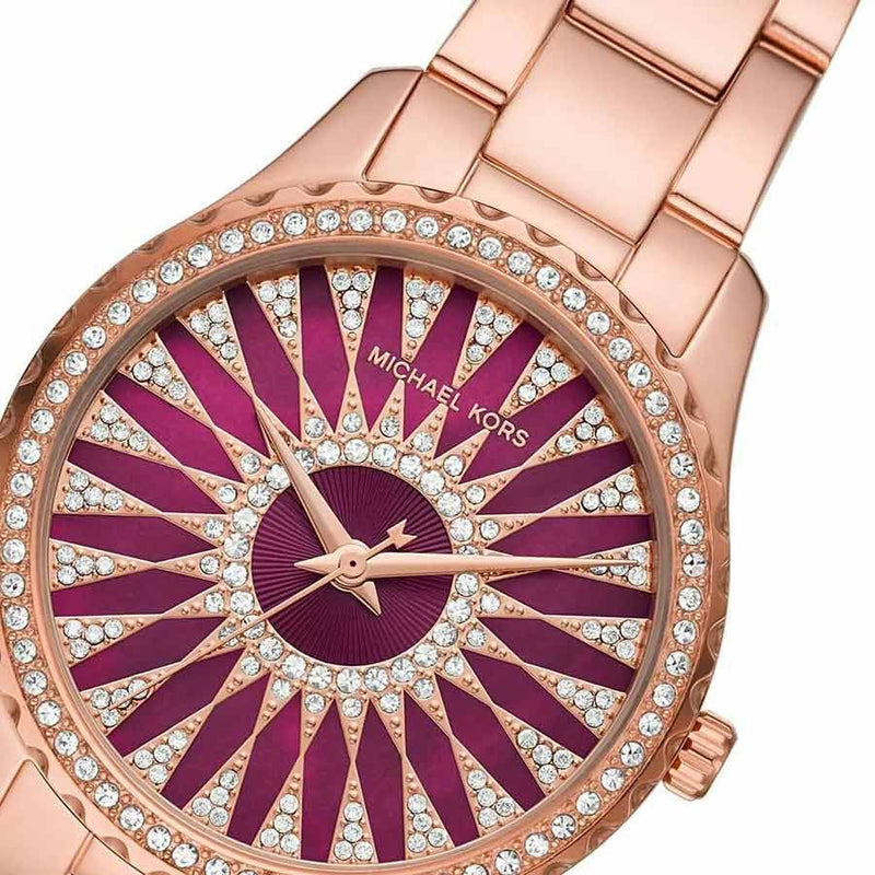  Shop Authentic Michael Kors Layton Three Hand Red Dial Rose Gold Steel Strap Watch For Women - MK6893 - Luxxuri