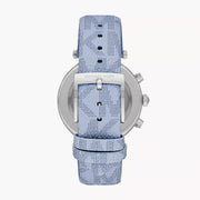 Shop Authentic Michael Kors Parker Silver Dial Blue Leather Strap Watch For Women - MK6936 - Luxxuri