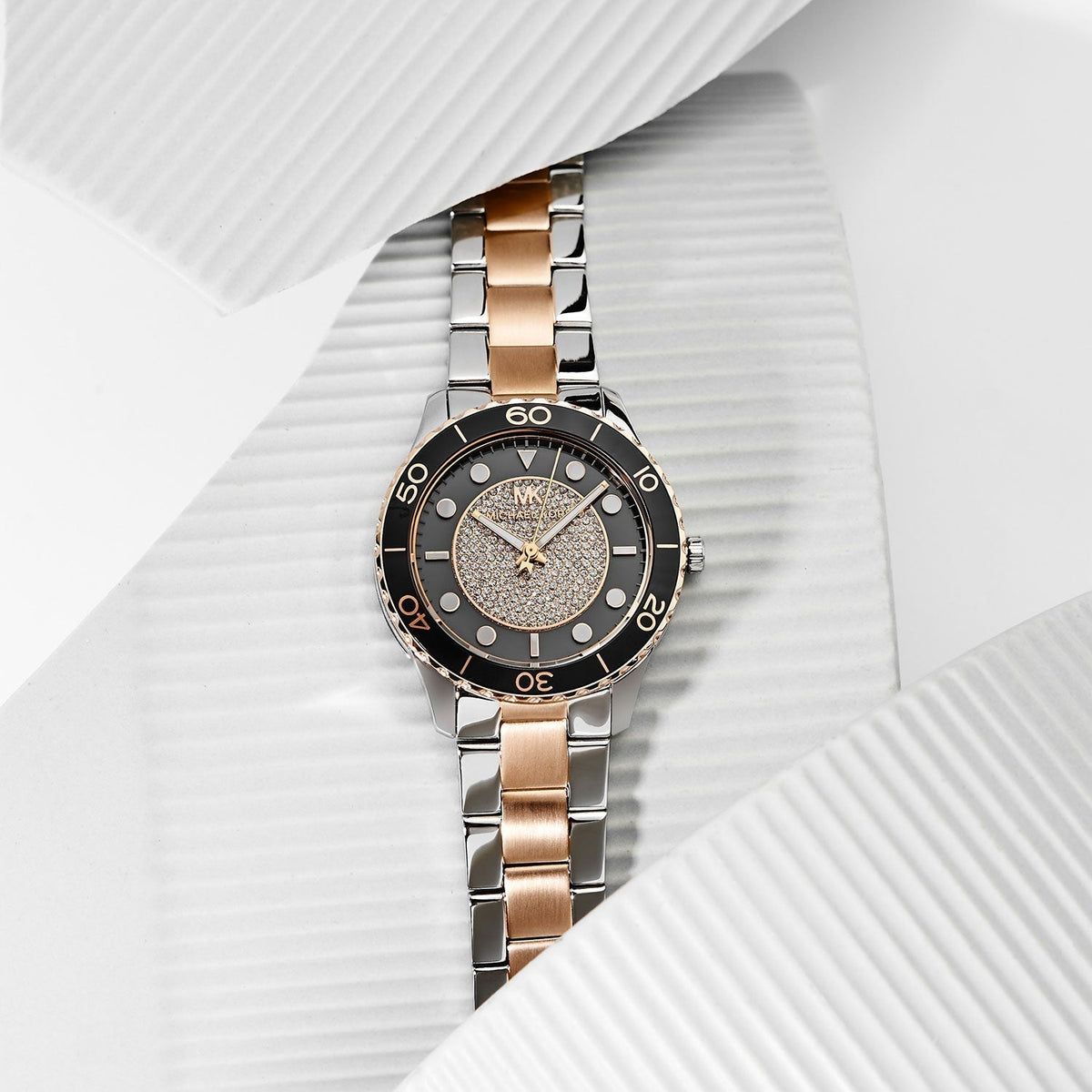  Shop Authentic Michael Kors Runway Quartz Black Dial Two Tone Steel Strap Watch For Women - MK6960 - Luxxuri