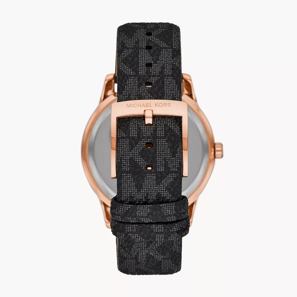  Shop Authentic Michael Kors Tibby Multifunction Black Dial Black Leather Strap Watch For Women - MK6968 - Luxxuri