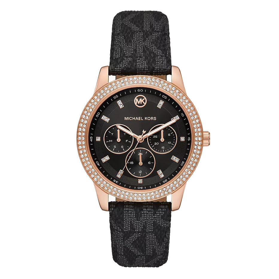  Shop Authentic Michael Kors Tibby Multifunction Black Dial Black Leather Strap Watch For Women - MK6968 - Luxxuri