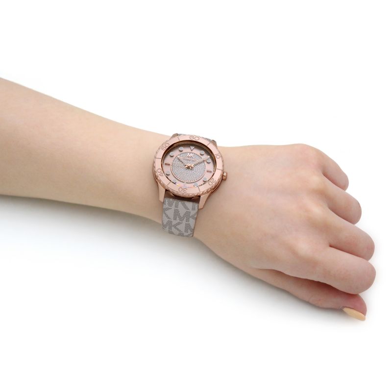  Shop Authentic Michael Kors Runway Quartz Rose Gold Dial White Leather Strap Watch For Women - MK6980 - Luxxuri