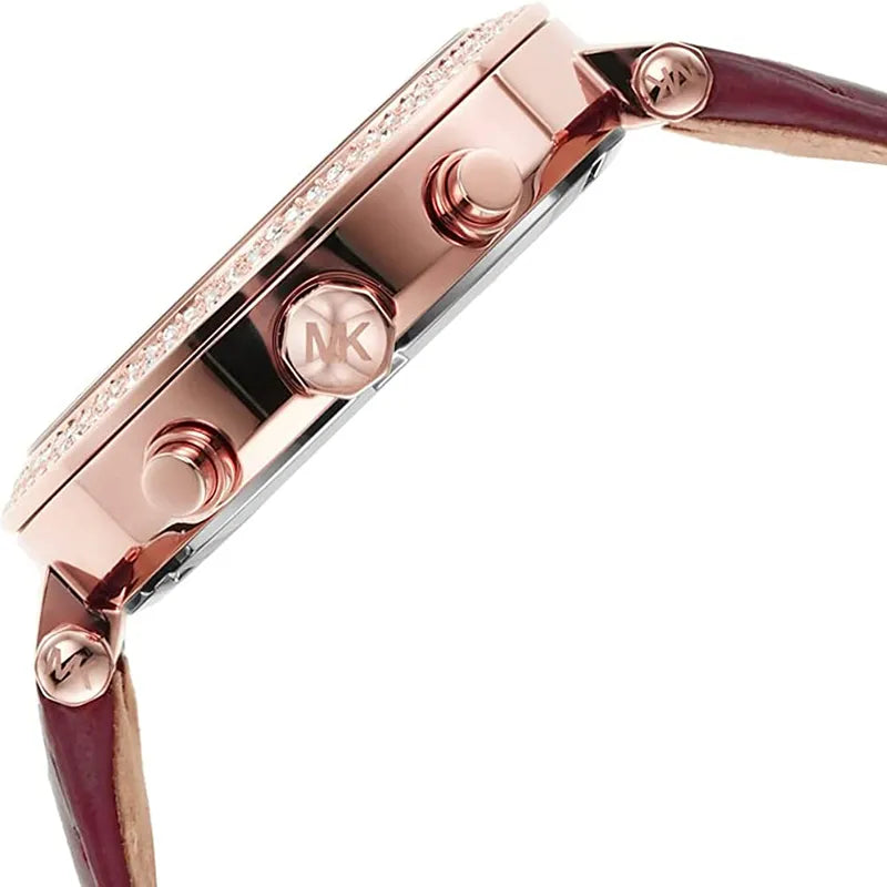 Shop Authentic Michael Kors Parker Chronograph Red Dial Red Leather Strap Watch For Women - MK6986 - Luxxuri