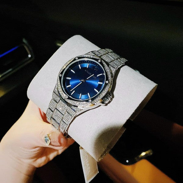  Shop Authentic Michael Kors Lennox Three Hand Blue Dial Silver Steel Strap Watch For Women - MK6990 - Luxxuri