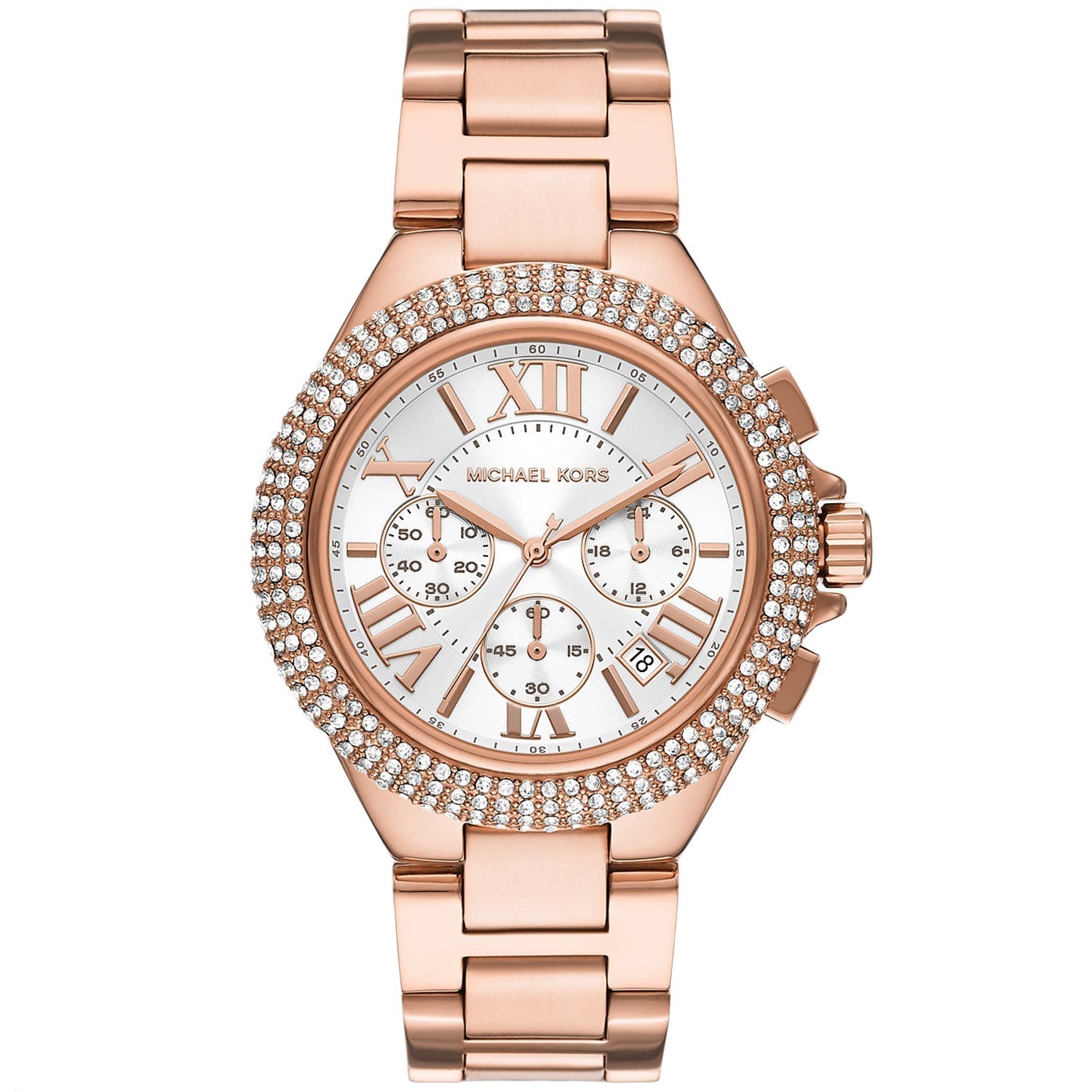  Shop Authentic Michael Kors Camille Chronograph White Dial Rose Gold Steel Strap Watch For Women - MK6995 - Luxxuri