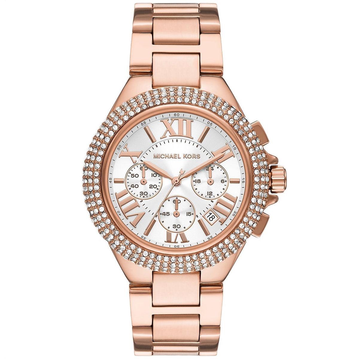  Shop Authentic Michael Kors Camille Chronograph White Dial Rose Gold Steel Strap Watch For Women - MK6995 - Luxxuri