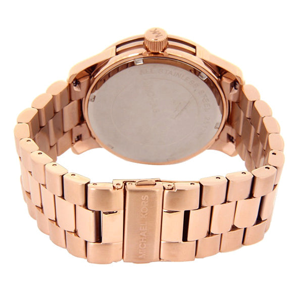  Shop Authentic Michael Kors Runway Blue Dial Rose Gold Stainless Steel Strap Watch for Women - MK7065 - Luxxuri