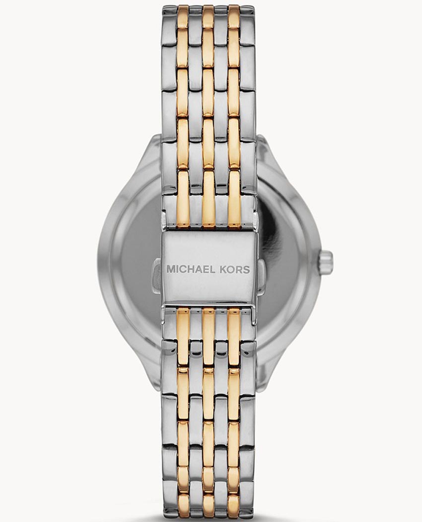 Shop Authentic Michael Kors Mindy Three Hand White Dial Two Tone Steel Strap Watch For Women - MK7084 - Luxxuri