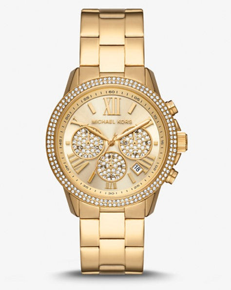  Shop Authentic Michael Kors Bryn Pavé Quartz Gold Dial Gold Steel Strap Watch For Women - MK7199 - Luxxuri