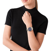  Shop Authentic Michael Kors Lexington Chronograph Blue Dial Two Tone Steel Strap Watch For Women - MK7218 - Luxxuri