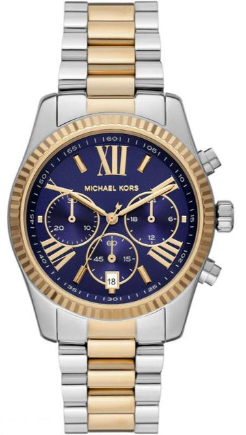  Shop Authentic Michael Kors Lexington Chronograph Blue Dial Two Tone Steel Strap Watch For Women - MK7218 - Luxxuri