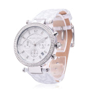  Shop Authentic Michael Kors Parker Chronograph White Dial White Leather Strap Watch For Women - MK7226 - Luxxuri