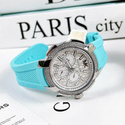  Shop Authentic Michael Kors Sidney Multifunction Analog White Dial Turquoise Silicone Strap Watch For Women - MK7246 - Luxxuri