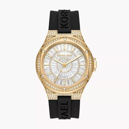  Shop Authentic Michael Kors Lennox Three Hand Crystals Silver Dial Black Silicone Strap Watch For Women - MK7247 - Luxxuri