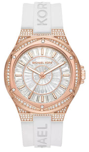  Shop Authentic Michael Kors Lennox Three-Hand Crystals Dial White Silicone Strap Watch For Women - MK7248 - Luxxuri