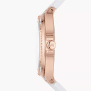  Shop Authentic Michael Kors Lennox Three-Hand Crystals Dial White Silicone Strap Watch For Women - MK7248 - Luxxuri