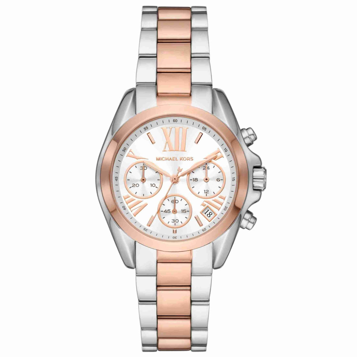  Shop Authentic Michael Kors Bradshaw Chronograph White Dial Two Tone Steel Strap Watch For Women - MK7258 - Luxxuri