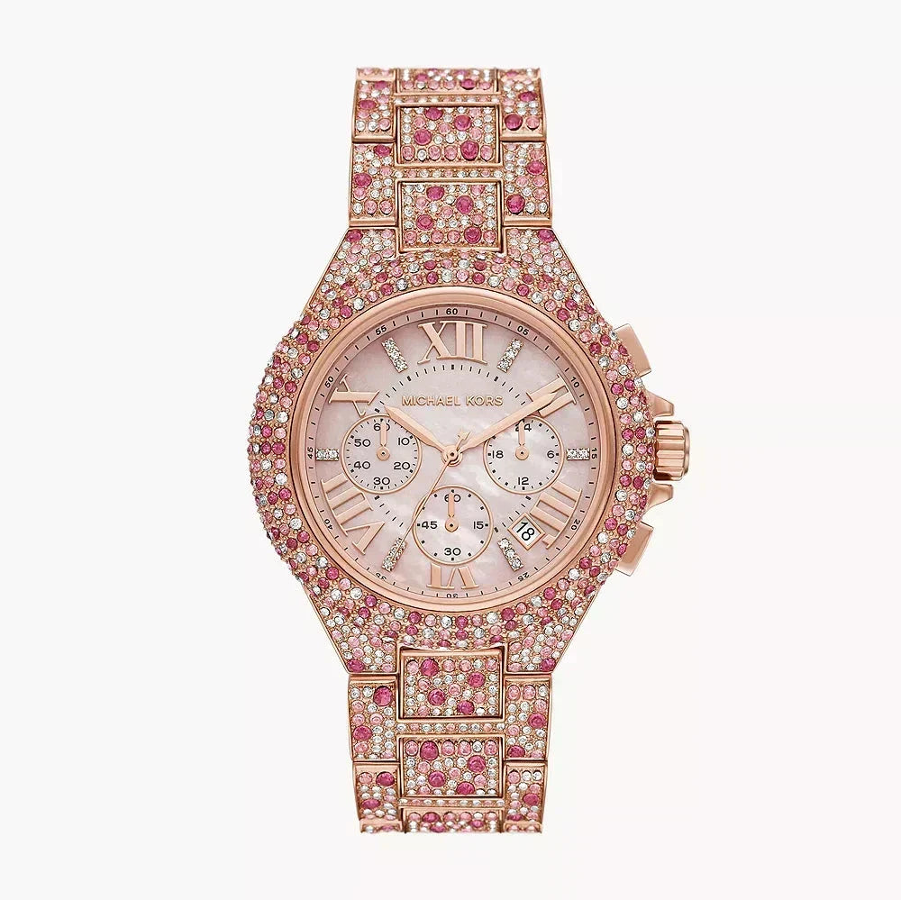  Shop Authentic Michael Kors Camille Chronograph Mother of Pearl Dial Rose Gold Steel Strap Watch for Women - MK7272 - Luxxuri